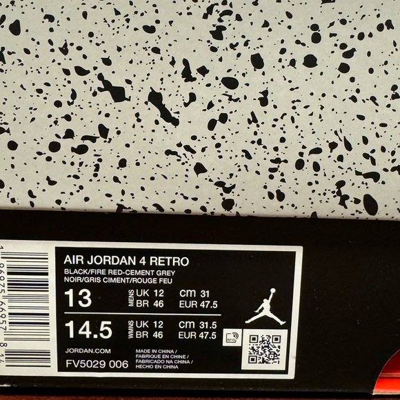 Air Jordan 4 IV Retro Reimagined “BRED” NIKE Brand New Men’s Size 13 FV5029-006 - Picture 10 of 11